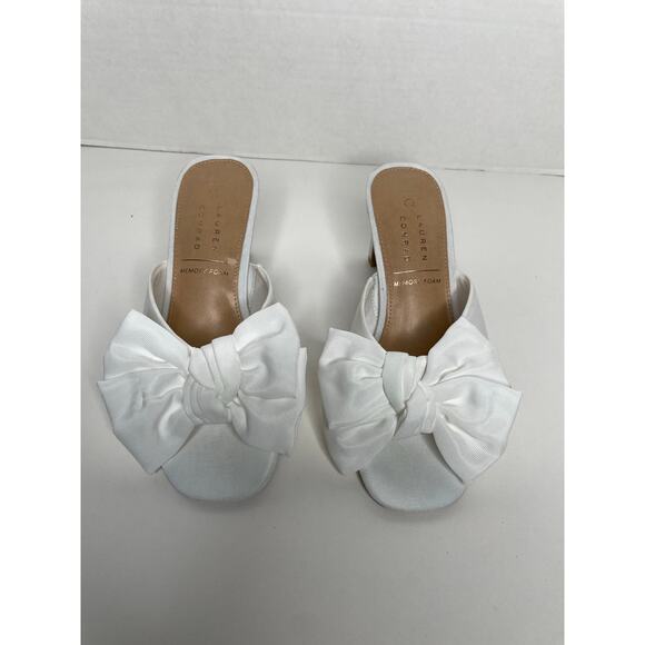 Lauren Conrad Memory Foam Comfort Heels White Bows Bridal Graduation Size 5 - Picture 3 of 9